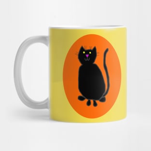 Black Cat on Pumpkin Orange Oval Mug